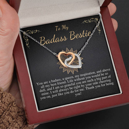 To My Badass Bestie Necklace, Gift For Friends, BFF Gift, Friendship Gift, Friendship Necklace, Friend Christmas Gift,Linked Heart #0594