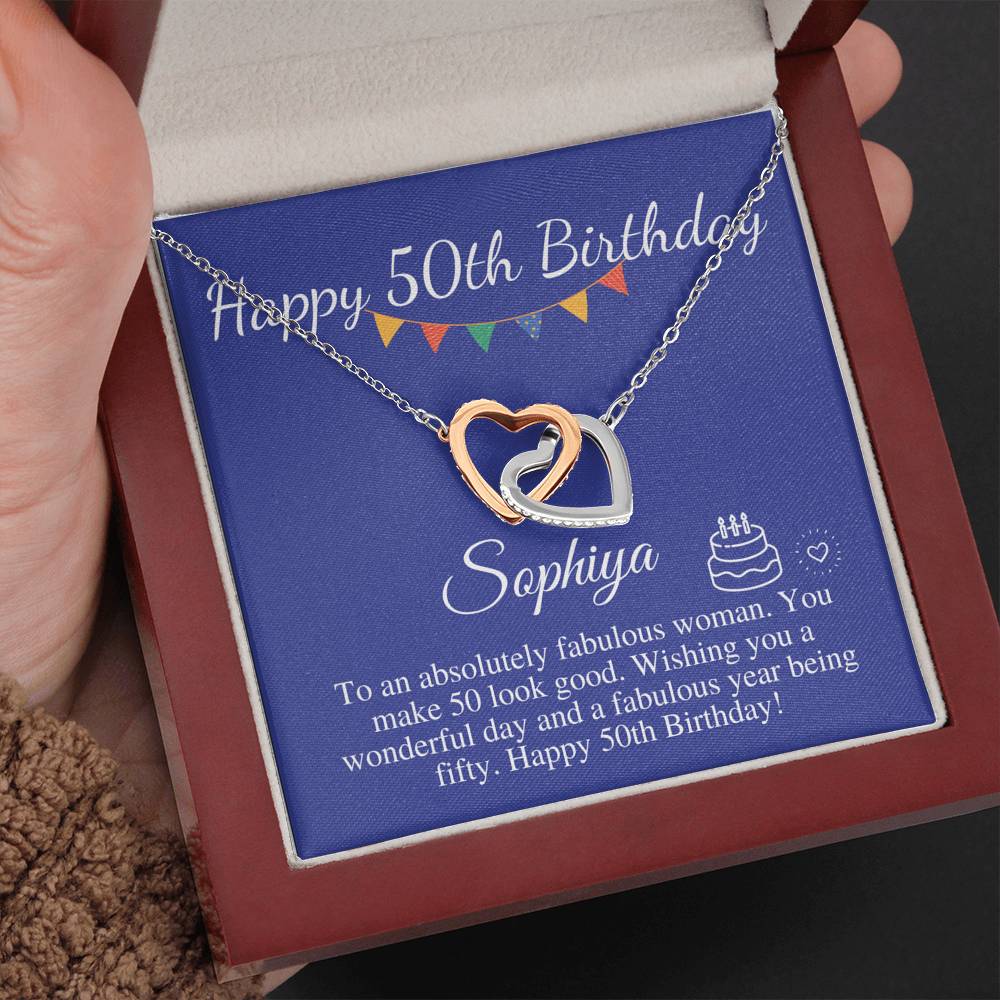 Personalized 50th Birthday Gift for Women, Happy 50th Birthday, Sterling Silver Necklace, 50th Birthday Gift For Mom, Sister, Friend #0679