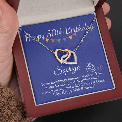 Personalized 50th Birthday Gift for Women, Happy 50th Birthday, Sterling Silver Necklace, 50th Birthday Gift For Mom, Sister, Friend #0679