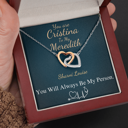 You Are The Cristina To My Meredith Necklace, Grey's Anatomy, Best Friend Gift, Grey Anatomy Gift, My Person Necklace, Linked Heart #0579 Sharni Louise