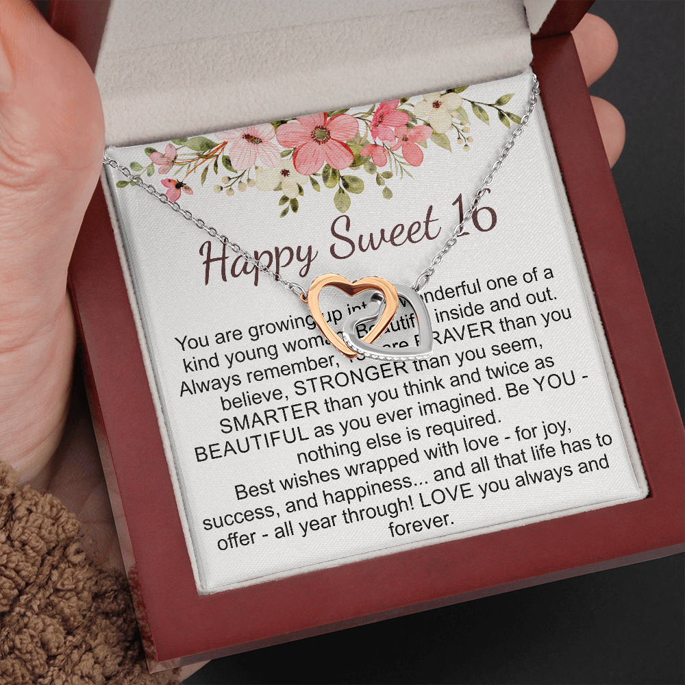 happy sweet 16 interlocking heart