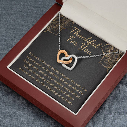 Thank You Gift For Friend, Thankful For You Thanksgiving Gifts For Best Friend Appreciation Necklace Gift, Christmas Gift,Linked Heart #0577
