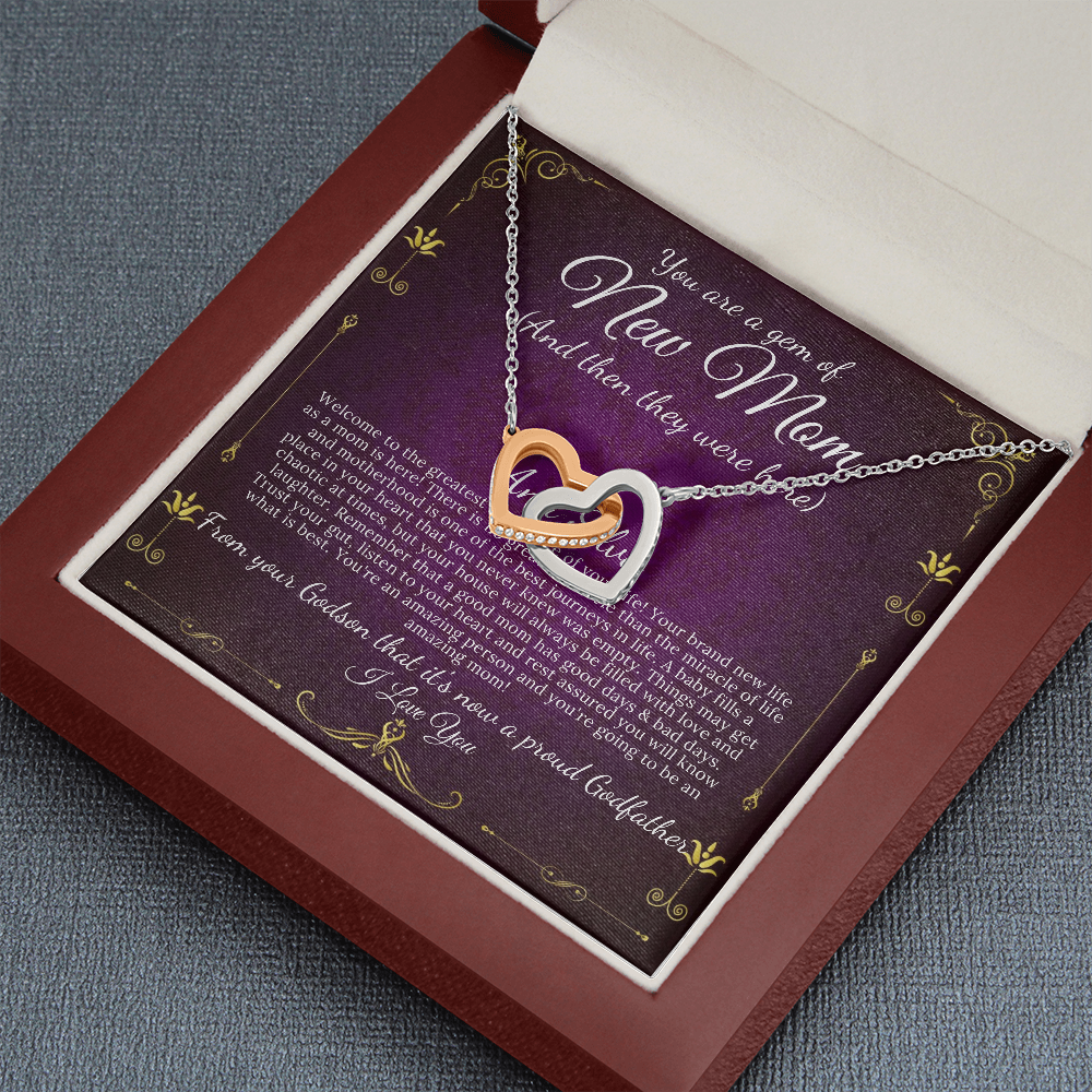 New Mom Gift Jewelry First Time Mom Gift for First Mother's Day Gift For New Mommy Gift For Baby Shower, Interlocking Heart #0262 ana