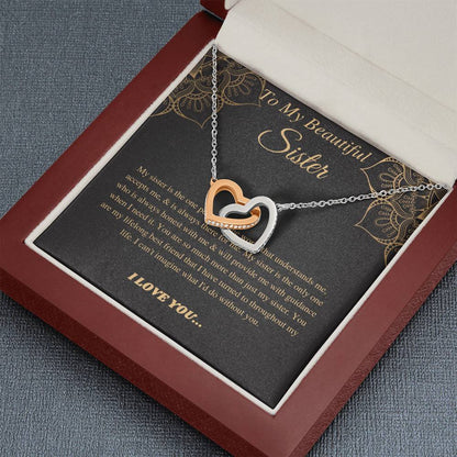 To My Sister Necklace, Birthday Gift For Sister, Present For Sister, Sister Christmas Gift, From Brother,2 Heart Necklace,Linked Heart #0544