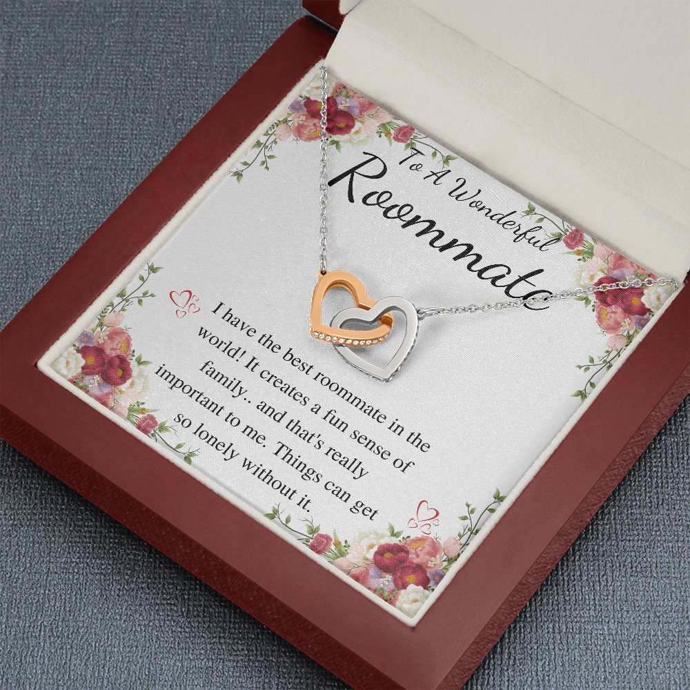To My Roommate Gift To College Roommate Christmas Gift Dorm Mate Gift Roomie Birthday Present Roommate Thank You,Interlocking heart Necklace