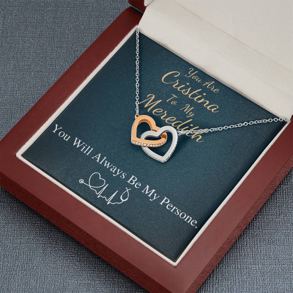 You Are The Cristina To My Meredith Necklace, Grey's Anatomy, Best Friend Gift, Grey Anatomy Gift, My Person Necklace, Linked Heart #0579