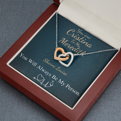 You Are The Cristina To My Meredith Necklace, Grey's Anatomy, Best Friend Gift, Grey Anatomy Gift, My Person Necklace, Linked Heart #0579 Sharni Louise