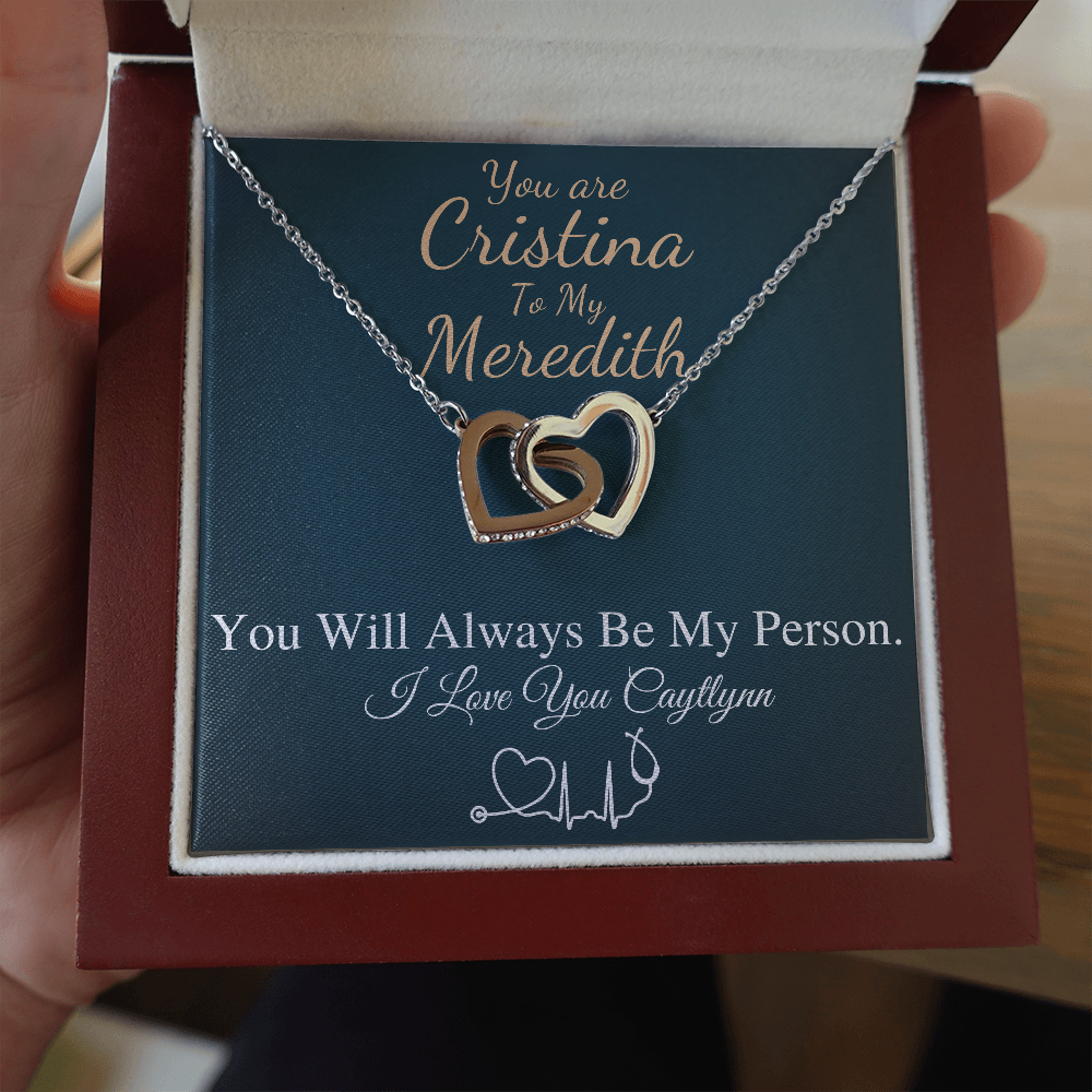 You Are The Cristina To My Meredith Necklace, Grey's Anatomy, Best Friend Gift, Grey Anatomy Gift, My Person Necklace, Linked Heart #0579 caytlynn