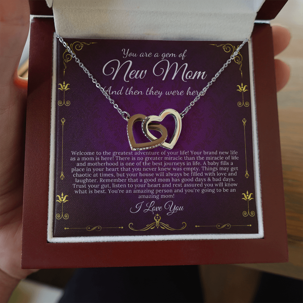 New Mom Gift Jewelry First Time Mom Gift for First Mother's Day Gift For New Mommy Gift For Baby Shower, Interlocking Heart #0262 new