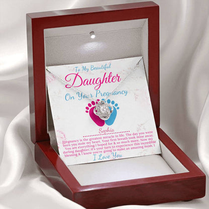 Congratulations Gift On Pregnancy For First Time Mom Gift For Daughter, Pregnant Daughter Necklace,Expectant Mom Gift,  Love Knot #0211