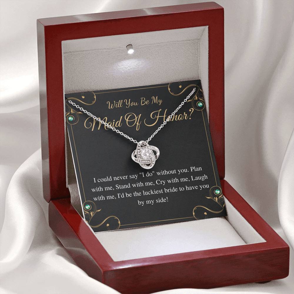 Maid of Honor Proposal Gift Necklace, Will you be my Maid of Honor Gift, MOH proposal gift, Wedding Maid Of Honor Necklace, Love Knot #0163