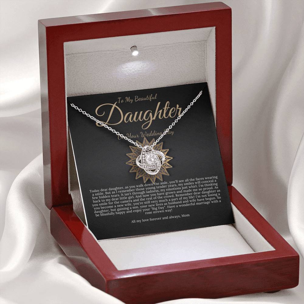 Bride Gift from Mom to Daughter on Wedding Day Necklace gift for Daughter on wedding day from Mother to Daughter Wedding, Love Knot #0171