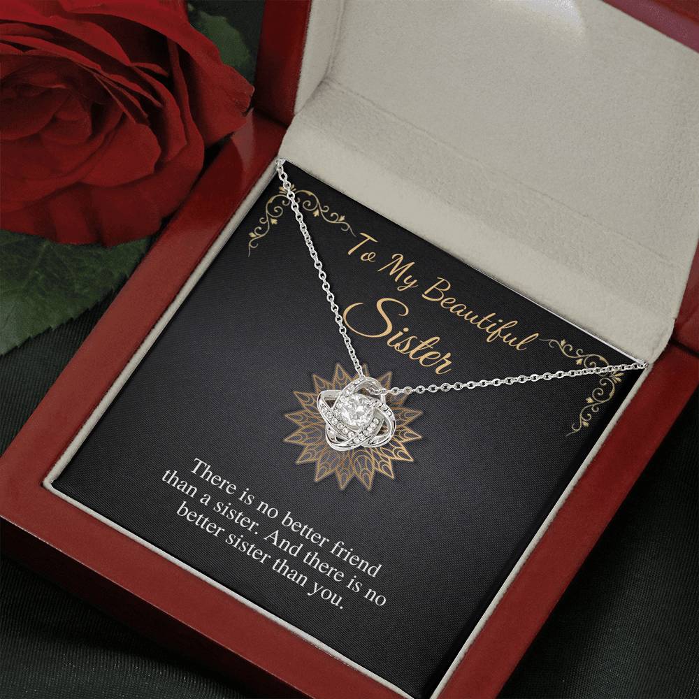 To My Beautiful Sister Necklace Gift, Christmas Gift For Sister,Jewelry for Sister,Birthday Gift To Little Sister/Big Sister,Love Knot #0541