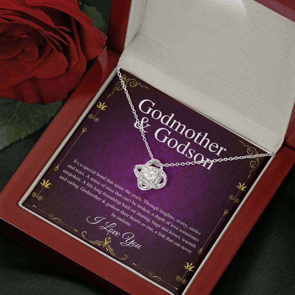 Godmother & Godson Necklace, Gift for Godmother from Godson,Will You Be My Godmother Gift Card, Jewelry for Godmother,Love Knot #0225