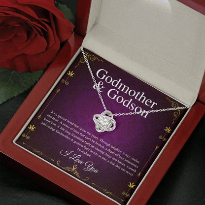 Godmother & Godson Necklace, Gift for Godmother from Godson,Will You Be My Godmother Gift Card, Jewelry for Godmother,Love Knot #0225