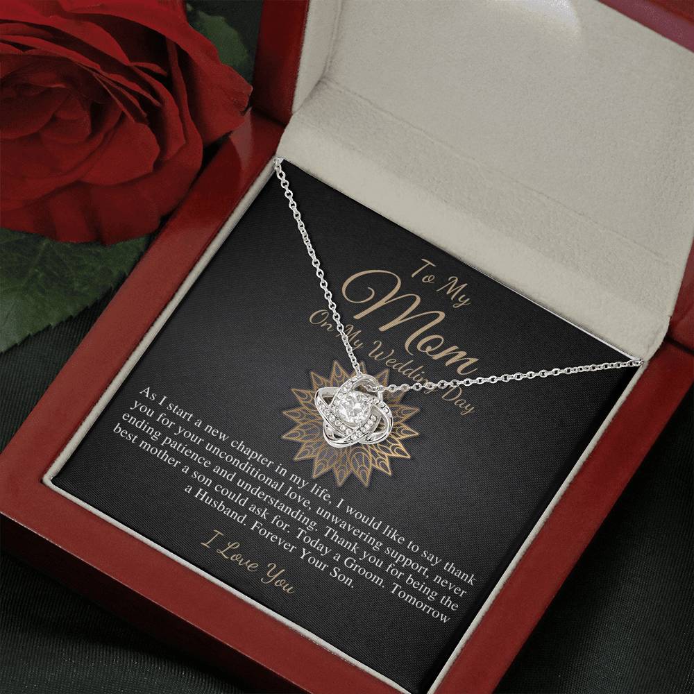 Love Knot, Mother of the Groom Gift from Son, Mom Wedding Gift from Son, Wedding gift from Groom to Mom, Wedding Necklace from Son #0175