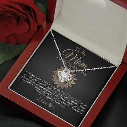 Love Knot, Mother of the Groom Gift from Son, Mom Wedding Gift from Son, Wedding gift from Groom to Mom, Wedding Necklace from Son #0175