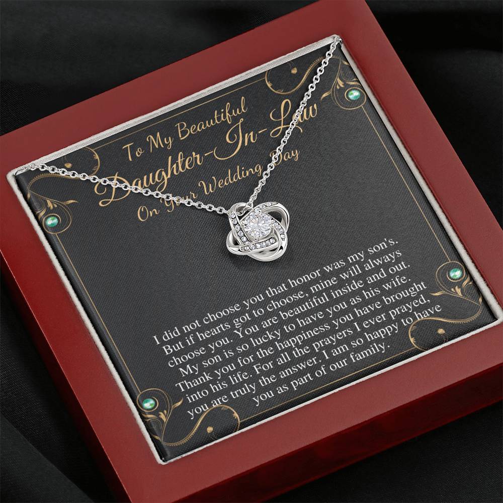 Daughter-In-Law Gift Necklace: Wedding Gift, Jewelry From Mother-In Law, Gift for Bride Necklace From Mother In Law, Love Knot #0074