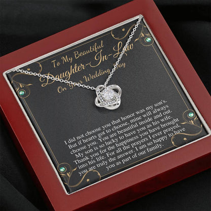Daughter-In-Law Gift Necklace: Wedding Gift, Jewelry From Mother-In Law, Gift for Bride Necklace From Mother In Law, Love Knot #0074