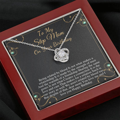 Birthday Gift for Stepmother Necklace, Stepmom Birthday Gift, Birthday Necklace For Bonus Mom, Love Knot Jewelry For Stepmother Bday #0560