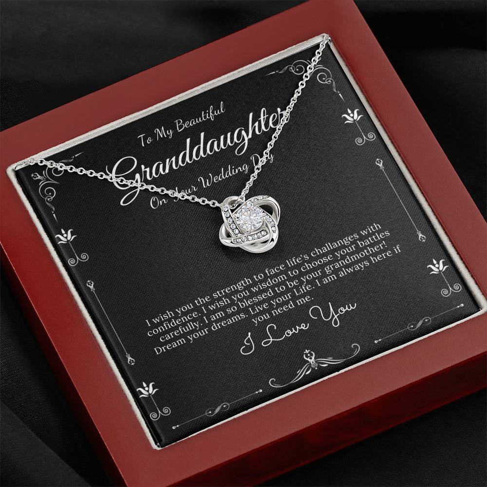 Love Knot, Granddaughter Wedding Day Necklace Gift From Grandma, Bride Gift from Grandmother, Gift For My Granddaughter On Her Wedding #0069