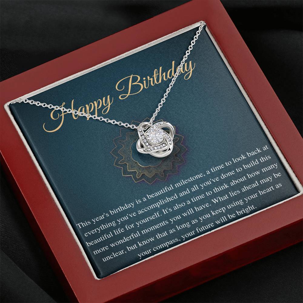 Birthday Gift Necklace, Birthday Gift for Friend, Sister Birthday, Mom Birthday Gift, Bday Jewelry for Her, 13 Birthday Gift,Love Knot #0635