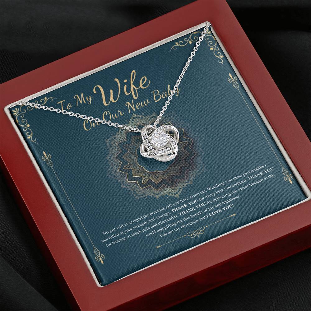 Push Gift for Wife for New Baby, New Mom Gift from Husband, Push Gift for Wife, New Baby Gift From Husband, New Mom Necklace,Love Knot #0231