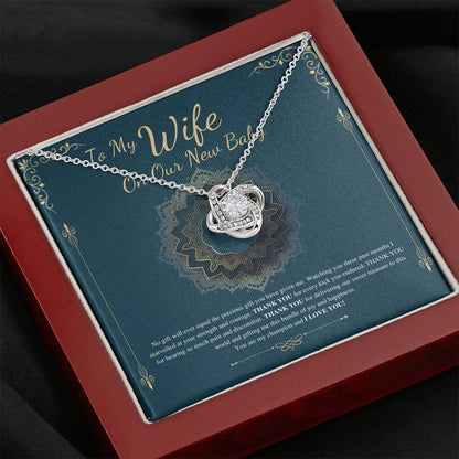 Push Gift for Wife for New Baby, New Mom Gift from Husband, Push Gift for Wife, New Baby Gift From Husband, New Mom Necklace,Love Knot #0231