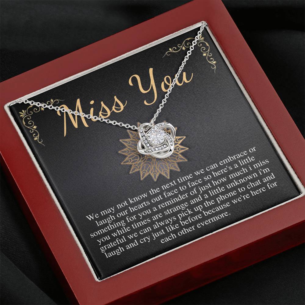 Long Distance Friendship Gift Necklace, I miss you jewelry necklace gift for her, Miss You Gift and Card, Missing You Gift, Love knot #0584