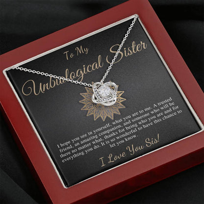 Unbiological Sister Necklace Gift For Best Friend Meaningful Friendship Gift for Best Friend Birthday Bestie, Christmas Gift,Love Knot #0174