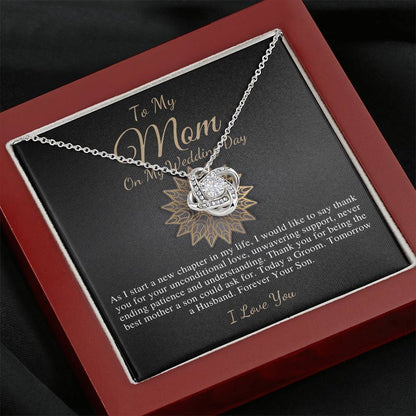 Love Knot, Mother of the Groom Gift from Son, Mom Wedding Gift from Son, Wedding gift from Groom to Mom, Wedding Necklace from Son #0175