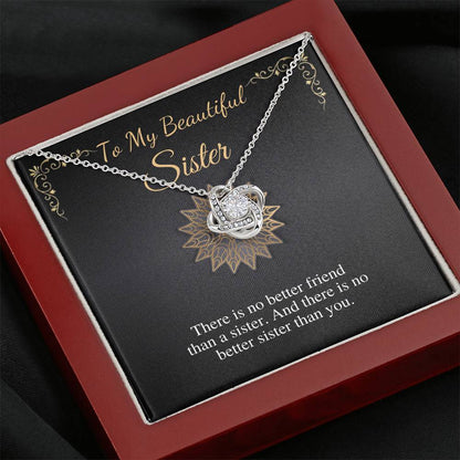 To My Beautiful Sister Necklace Gift, Christmas Gift For Sister,Jewelry for Sister,Birthday Gift To Little Sister/Big Sister,Love Knot #0541