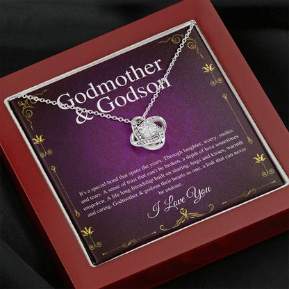 Godmother & Godson Necklace, Gift for Godmother from Godson,Will You Be My Godmother Gift Card, Jewelry for Godmother,Love Knot #0225