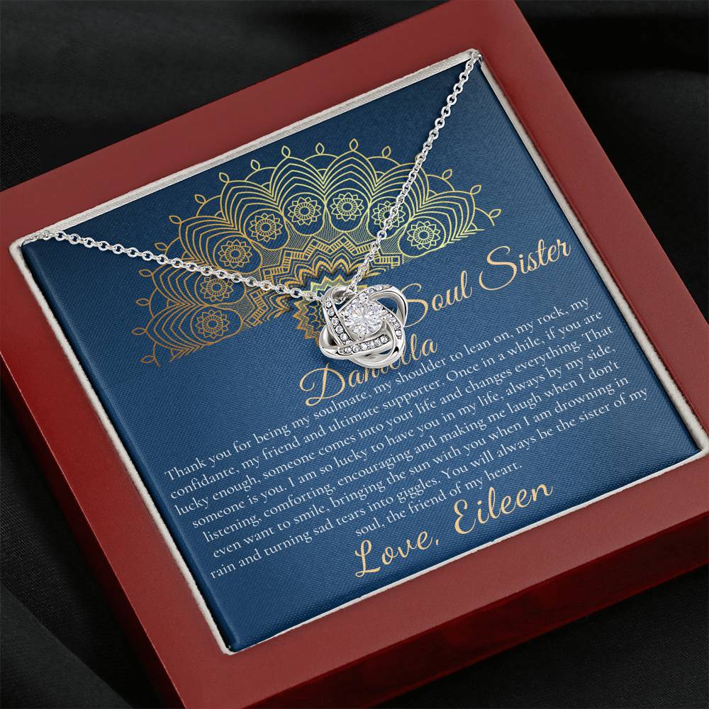 Soul Sister Necklace, Unbiological Sister, Soul Sister Gift for Best Friend Gift, Best Friend Jewelry, Frinship Day Gift, Love Knot #0317- Daniella