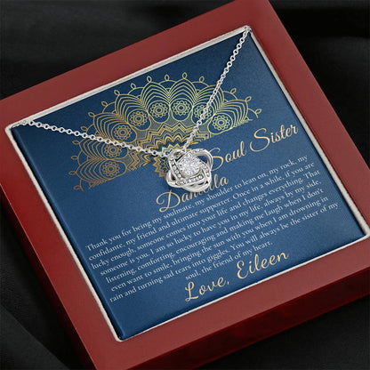 Soul Sister Necklace, Unbiological Sister, Soul Sister Gift for Best Friend Gift, Best Friend Jewelry, Frinship Day Gift, Love Knot #0317- Daniella