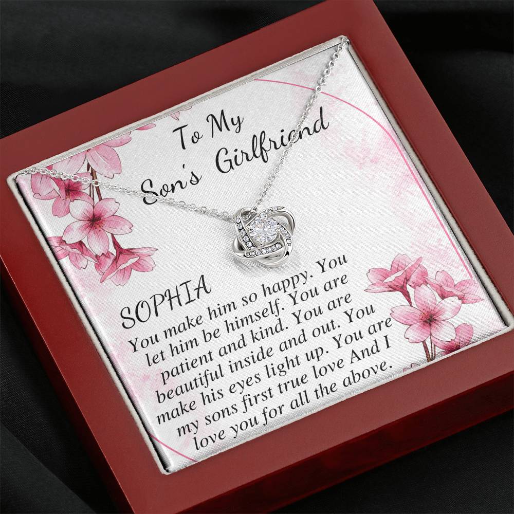 Necklace For Son's Girlfriend, Christmas Gift For Sons Girlfriend, Sons Girlfriend Gift, Son's Girlfriends Birthday Gift, Love Knot #0477