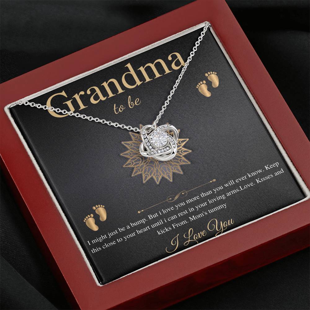 Gift From Daughter First Time Grandma , Pregnancy Reveal Gift For Soon To Be Grandma Necklace, New Grandmother Gift, Love Knot #0200