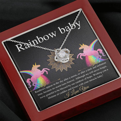 Rainbow Baby Gift For Mom, Rainbow Baby Shower Gift, Rainbow Baby Necklace, Baby After Miscarriage, Motherhood Necklace, Love Knot #0227