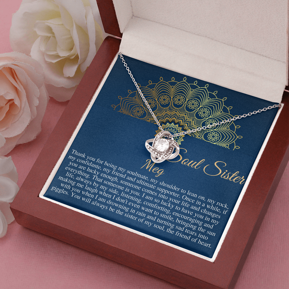 Soul Sister Necklace, Unbiological Sister, Soul Sister Gift for Best Friend Gift, Best Friend Jewelry, Frinship Day Gift, Love Knot #0317 Meg