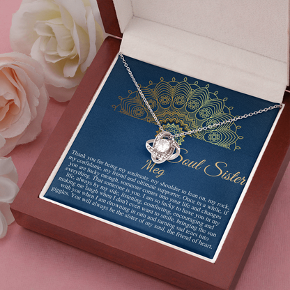 Soul Sister Necklace, Unbiological Sister, Soul Sister Gift for Best Friend Gift, Best Friend Jewelry, Frinship Day Gift, Love Knot #0317 Meg