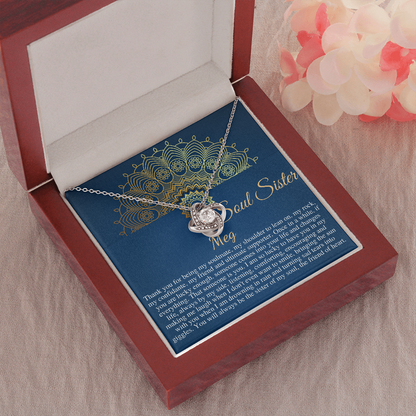 Soul Sister Necklace, Unbiological Sister, Soul Sister Gift for Best Friend Gift, Best Friend Jewelry, Frinship Day Gift, Love Knot #0317 Meg