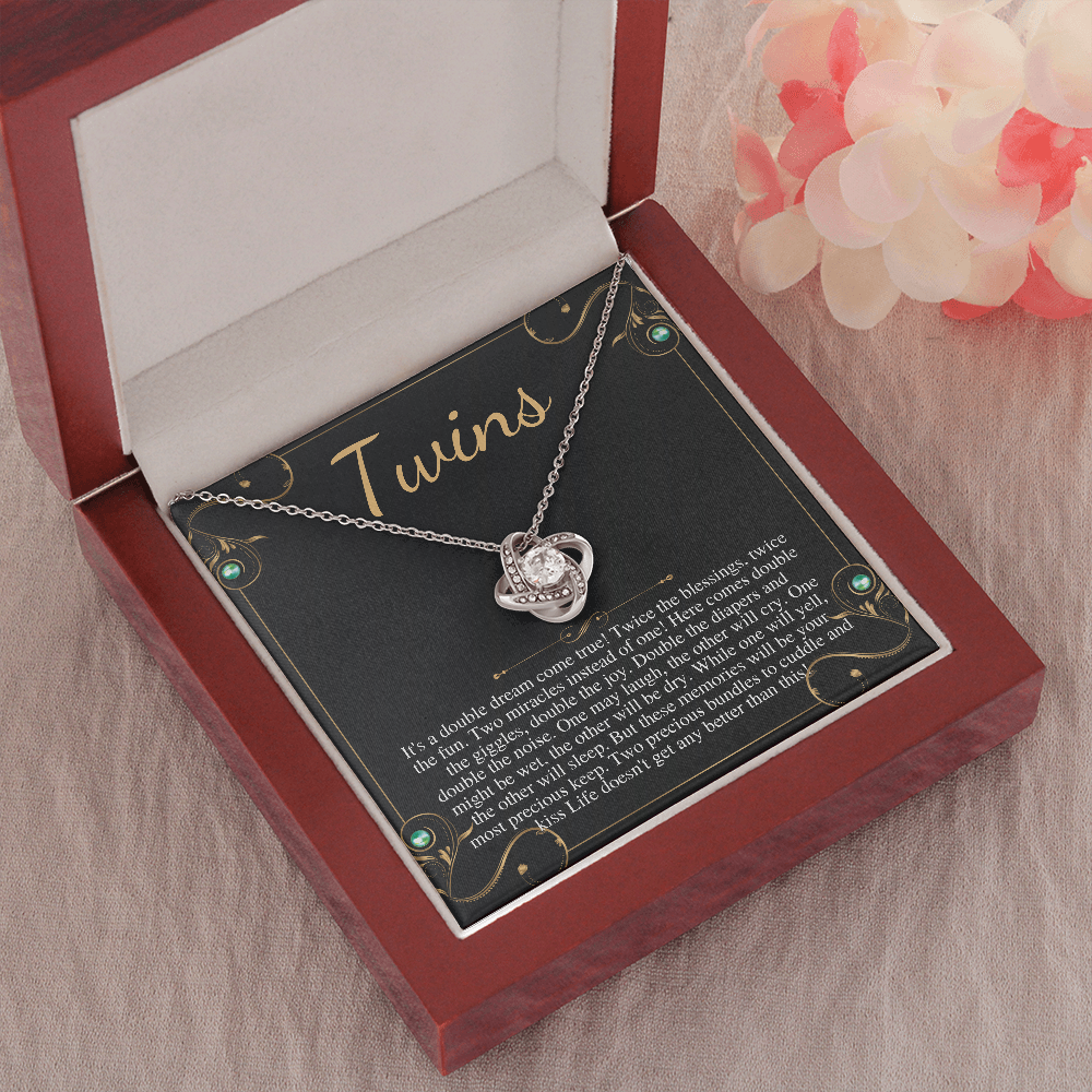 Twin Baby Gift, Mother of Twins Baby Shower, Mom of Twins Pregnancy Announcement, Pregnant with Twins, Expecting twins, Love Knot #0288