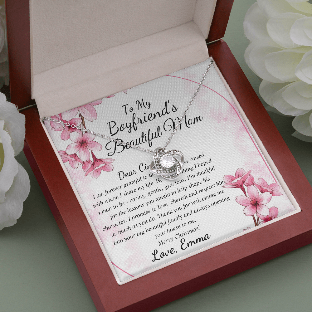 Boyfriend Mom Necklace, Gift for Boyfriend Mother, Birthday Gift, Christmas Gift, Mothers Day Gift for Boyfriends Mom, Love knot emma