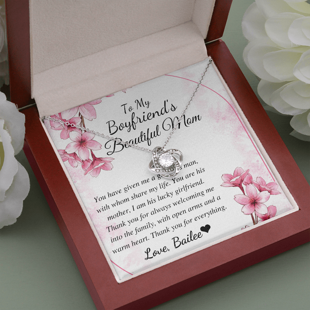 Boyfriend Mom Necklace, Gift for Boyfriend Mother, Birthday Gift, Christmas Gift, Mothers Day Gift for Boyfriends Mom, Love knot bailee