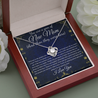 New Mom Necklace Gift, First Time Mom Gift For First Mother's Day Gift, New mommy Gift For Baby Shower, Push Present For Mom,Love Knot #0261 ilu