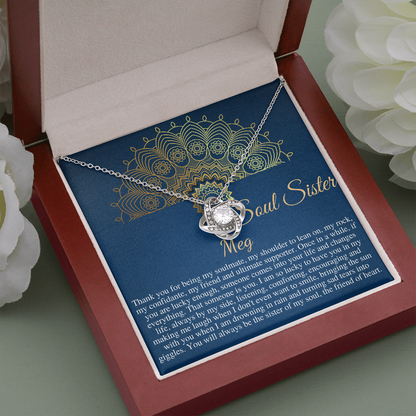 Soul Sister Necklace, Unbiological Sister, Soul Sister Gift for Best Friend Gift, Best Friend Jewelry, Frinship Day Gift, Love Knot #0317 Meg