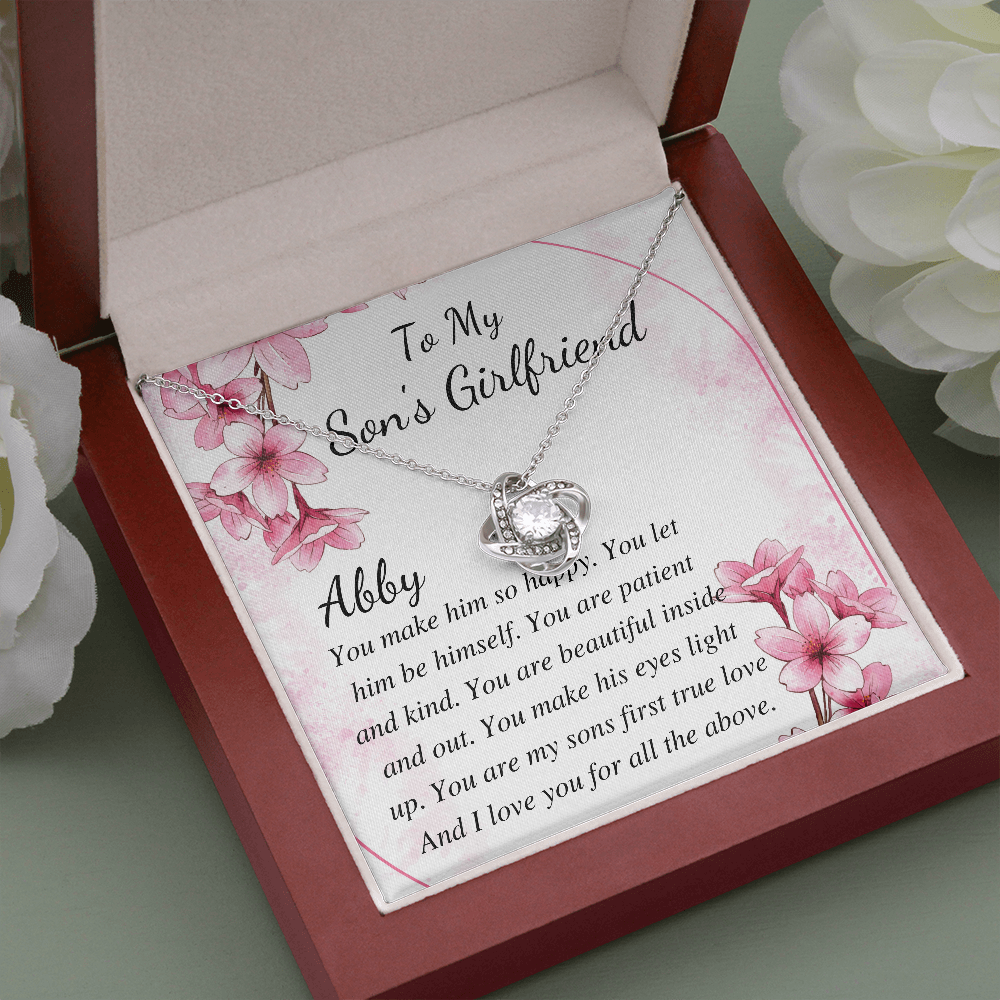 Necklace For Son's Girlfriend, Christmas Gift For Sons Girlfriend, Sons Girlfriend Gift, Son's Girlfriends Birthday Gift, Love Knot #0477 Abby