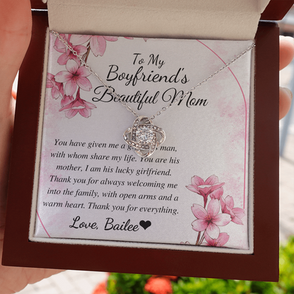 Boyfriend Mom Necklace, Gift for Boyfriend Mother, Birthday Gift, Christmas Gift, Mothers Day Gift for Boyfriends Mom, Love knot bailee