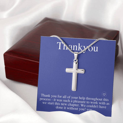 Thank You Cross Necklace, Thank You Gift For Him, Appreciation Gift, Gratitude Gift, Thank You Jewelry, Christmas Gift, Birthday Gift #0702