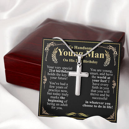 To a handsome young man on his 21st birthday cross
